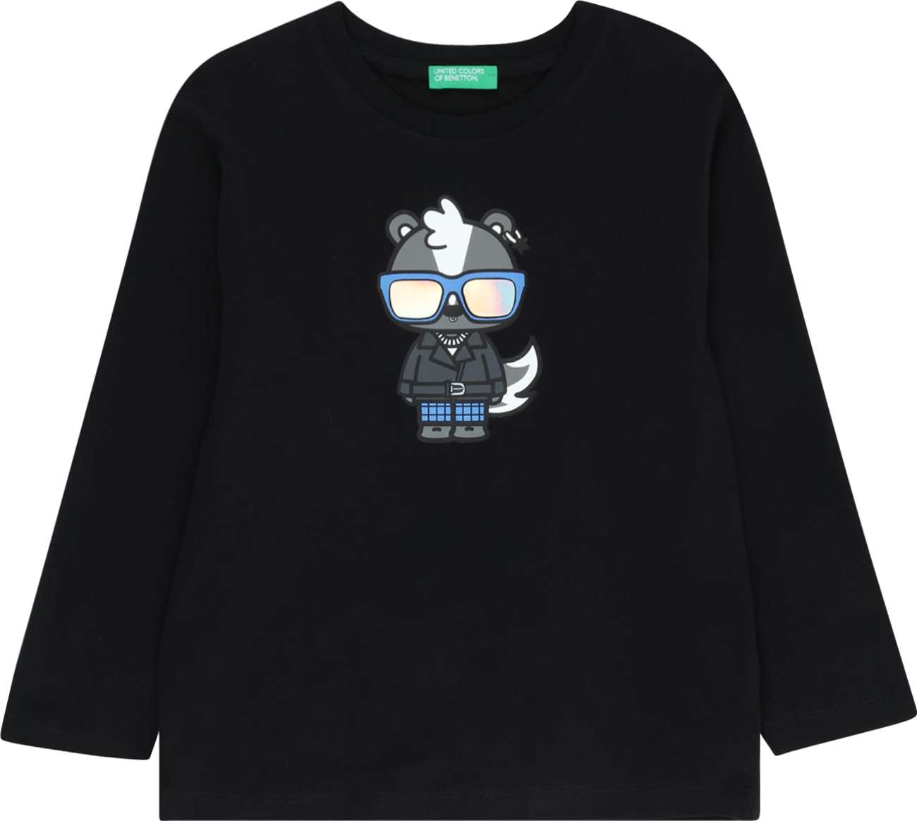 Tričko United Colors of Benetton modrá / tmavě šedá / černá / bílá