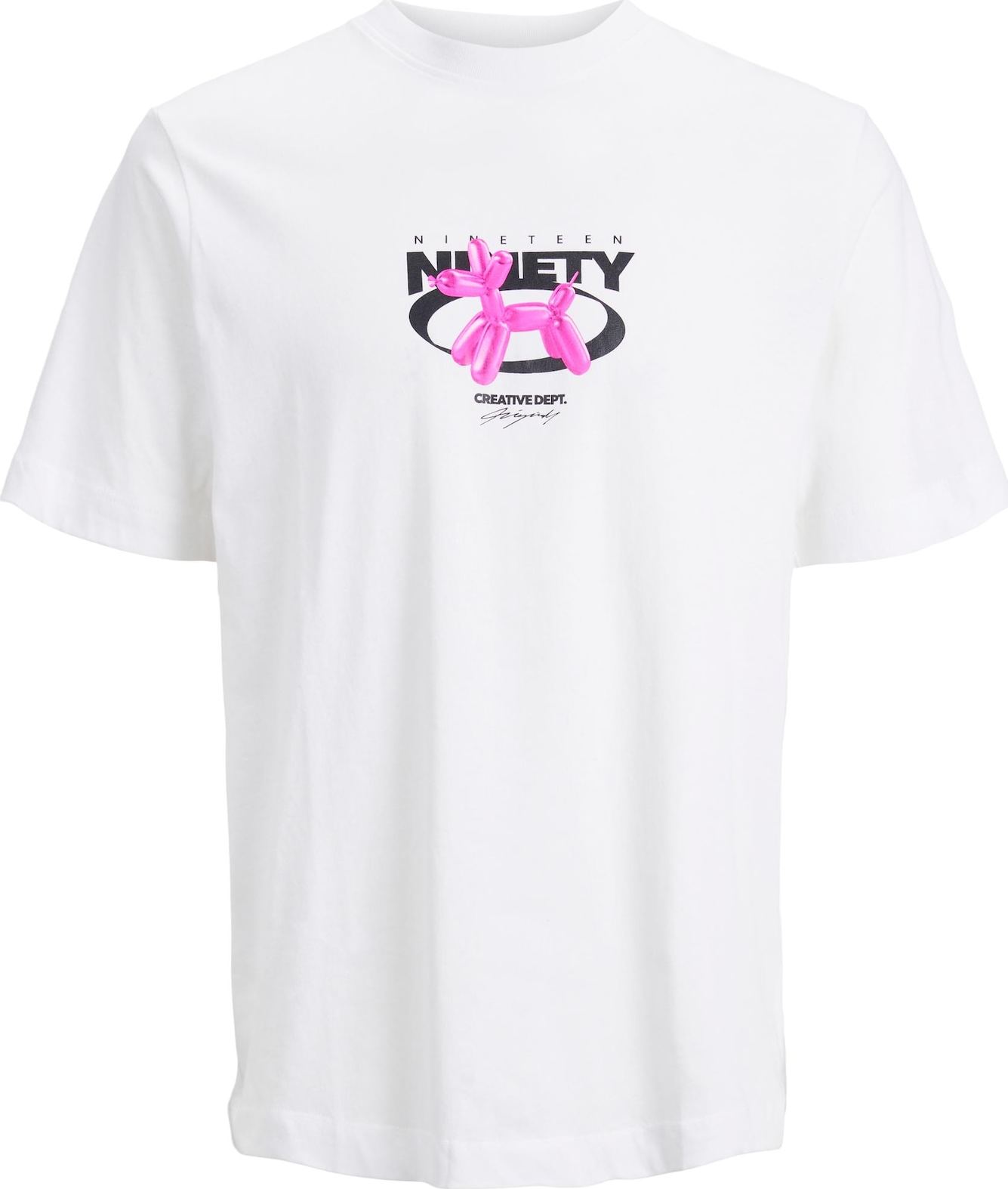 Tričko 'WAVEPOP' jack & jones pink / černá / bílá