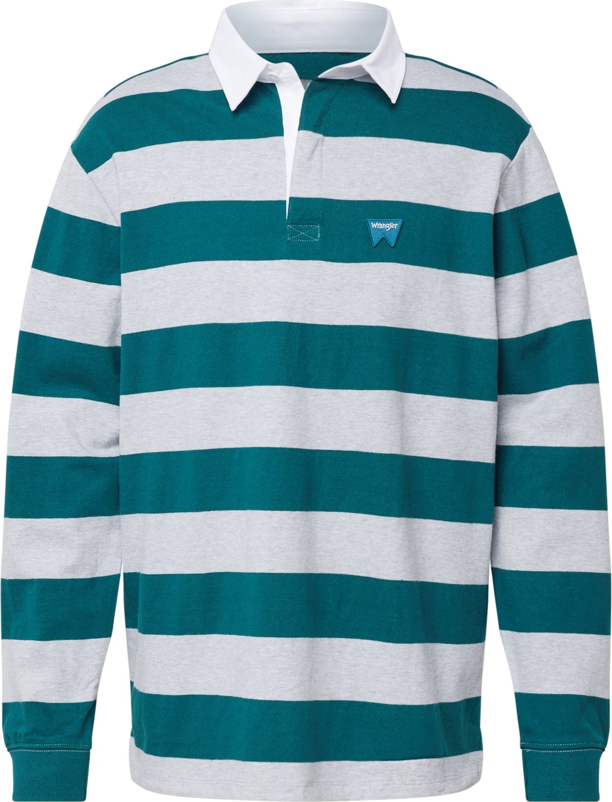 Tričko Wrangler světle šedá / petrolejová / bílá