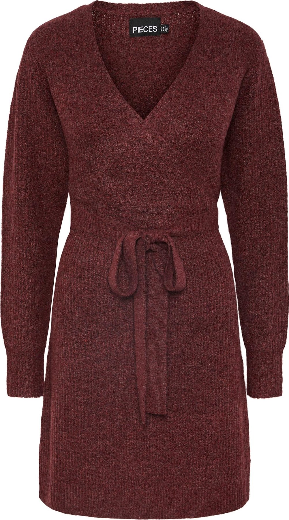 Úpletové šaty 'ELLEN' Pieces vínově červená