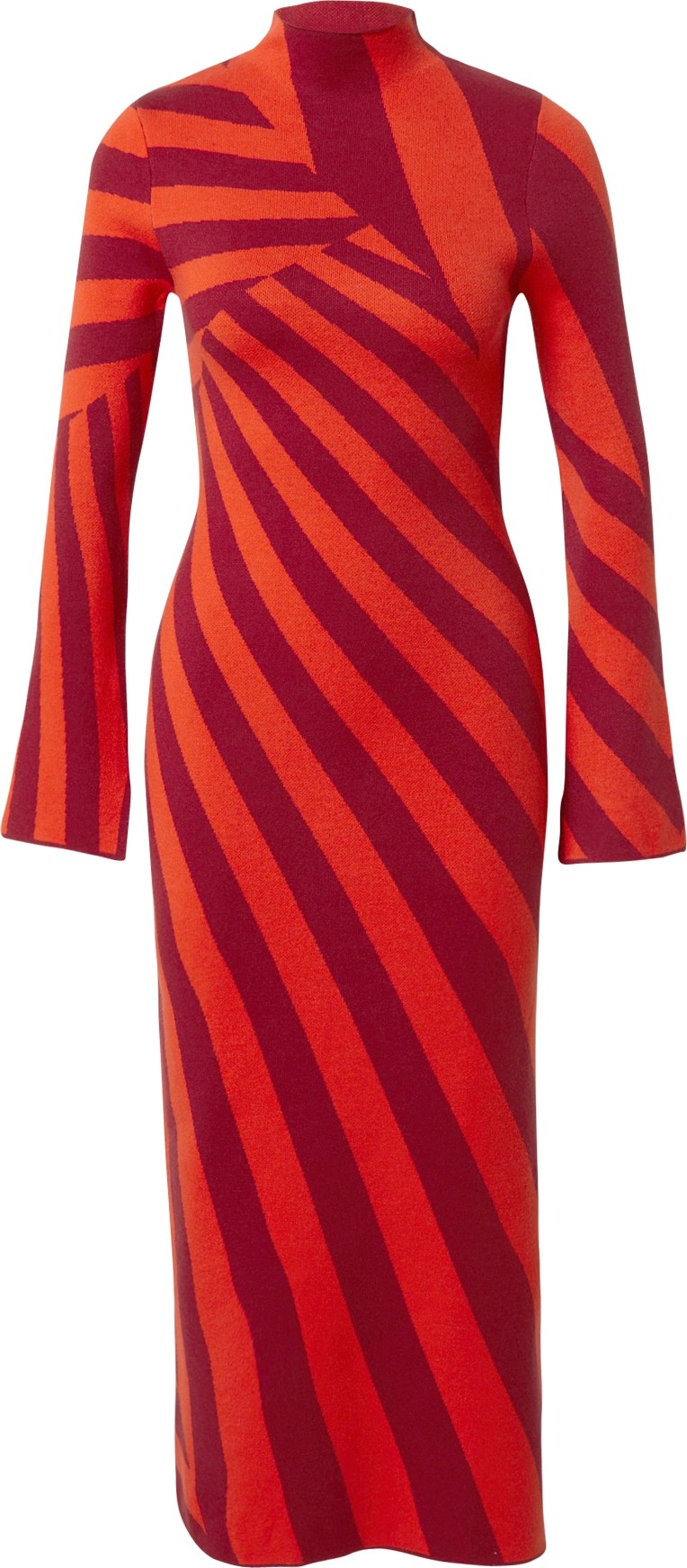 Úpletové šaty Warehouse oranžová / krvavě červená