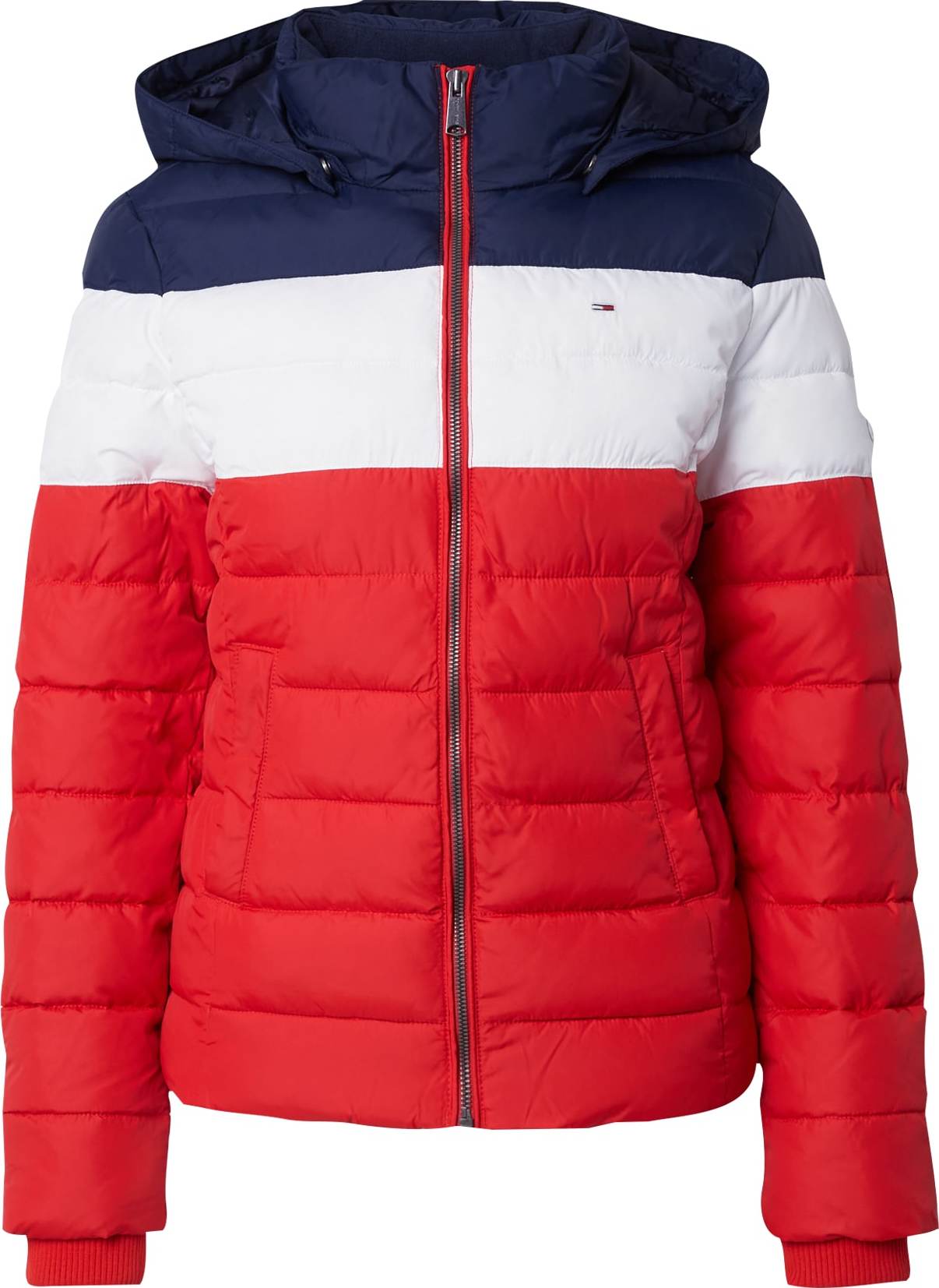 Zimní bunda Tommy Jeans námořnická modř / červená / bílá