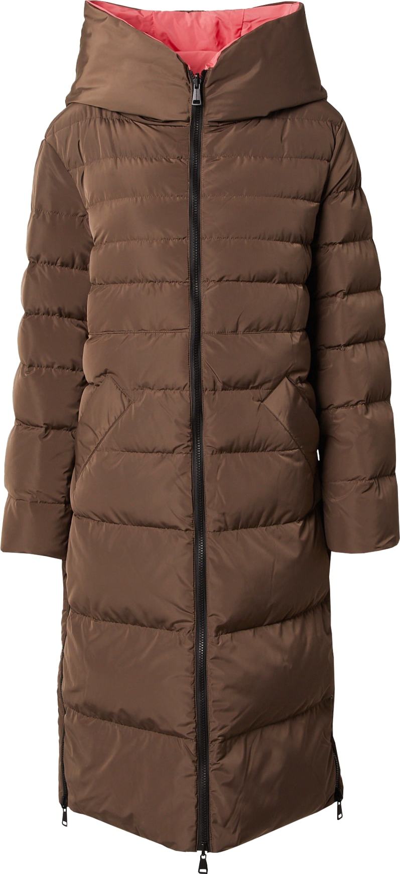 Zimní kabát RINO & PELLE šedobéžová / korálová