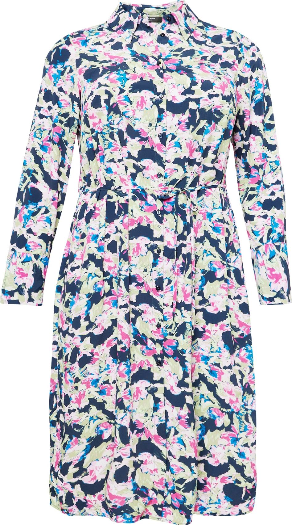 Košilové šaty 'BONNI' Vero Moda Curve námořnická modř / světlemodrá / pink / bílá