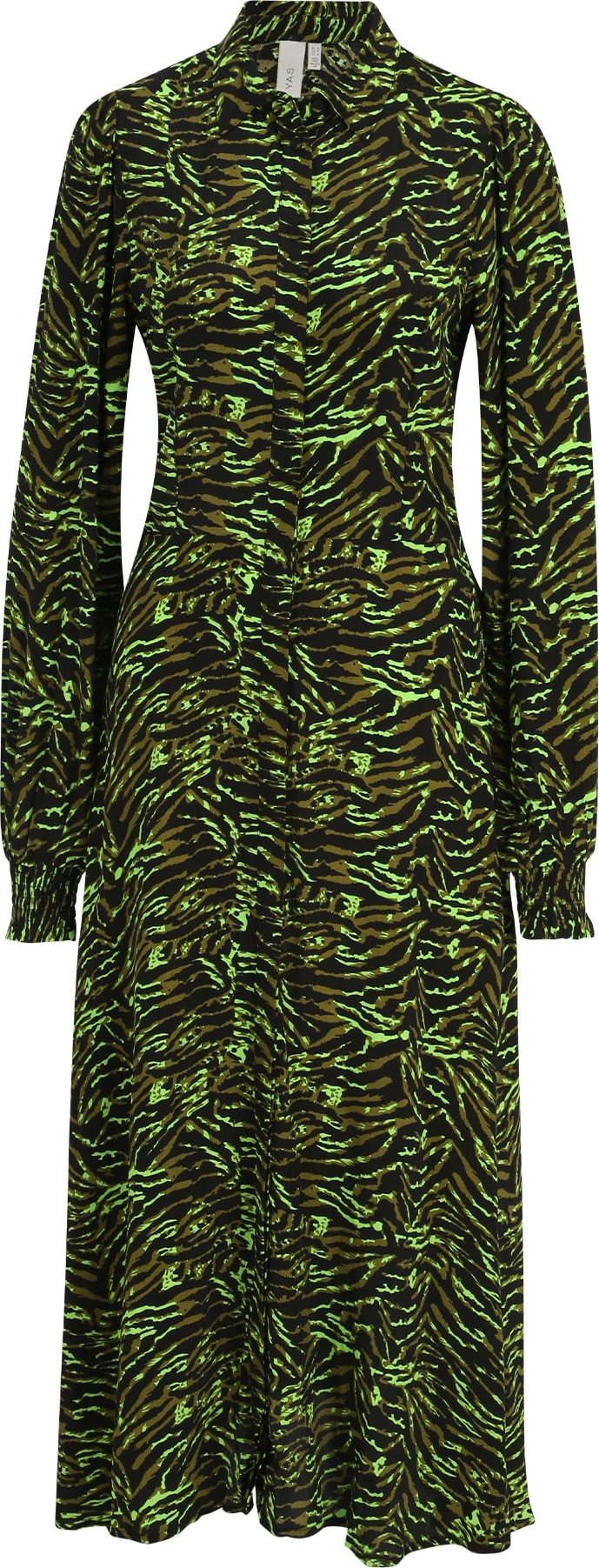 Košilové šaty 'JASMINNI' Y.A.S Tall kiwi / tmavě zelená / černá