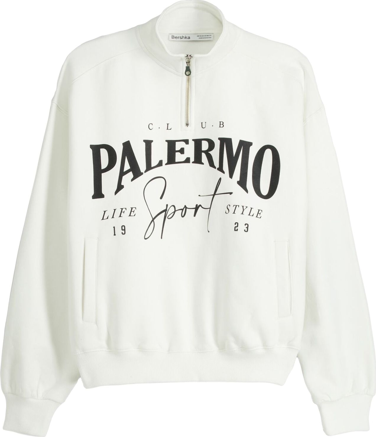 Mikina Bershka černá / offwhite