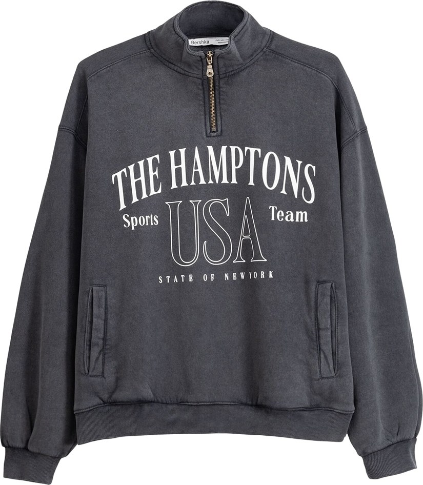 Mikina Bershka černý melír / bílá