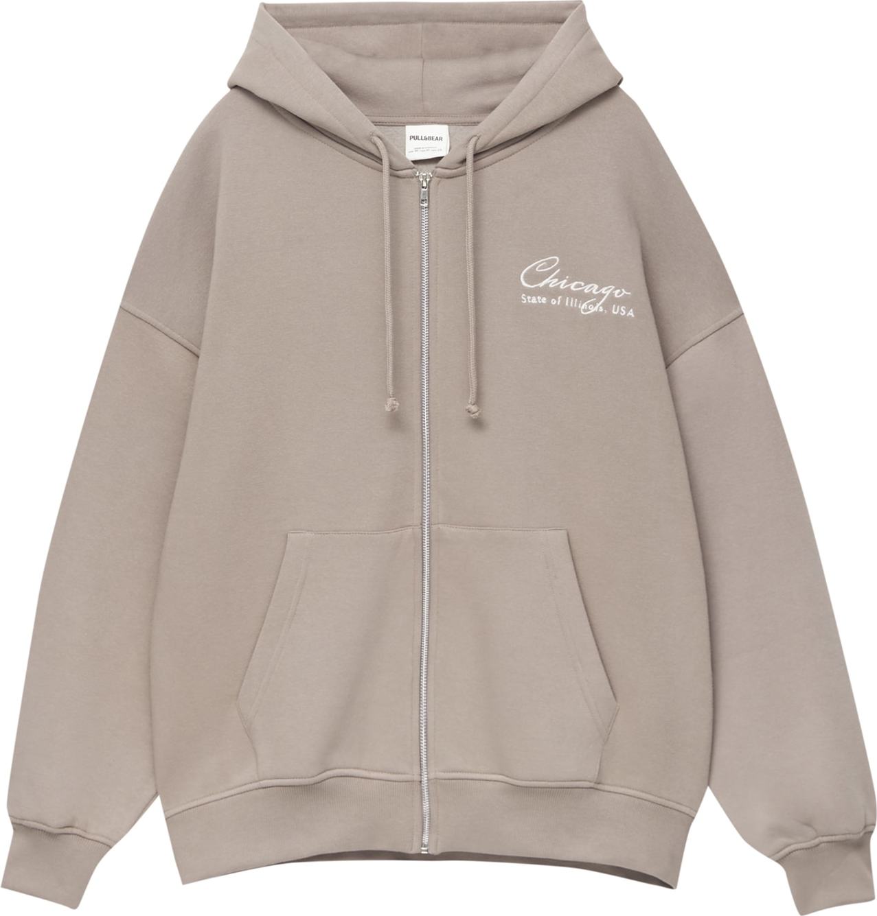 Mikina Pull&Bear šedobéžová / bílá