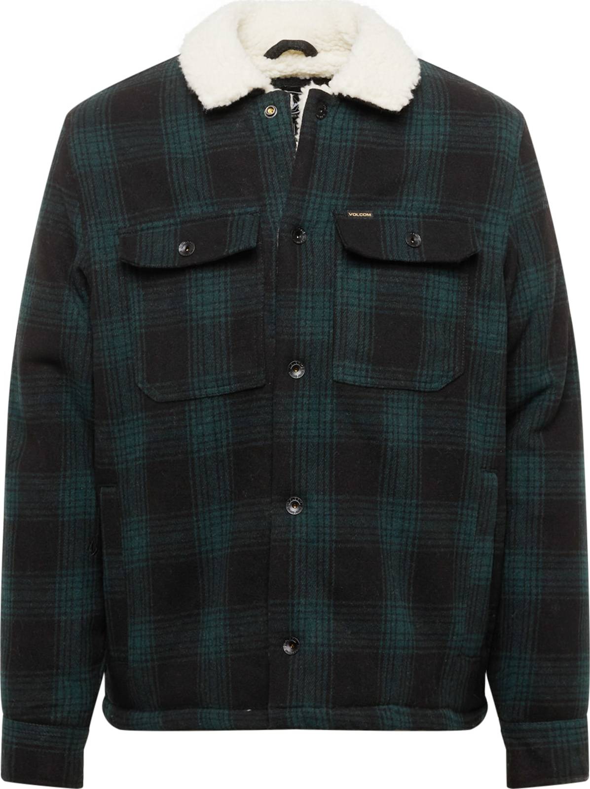 Přechodná bunda 'KEATON' Volcom zelená / černá / barva bílé vlny