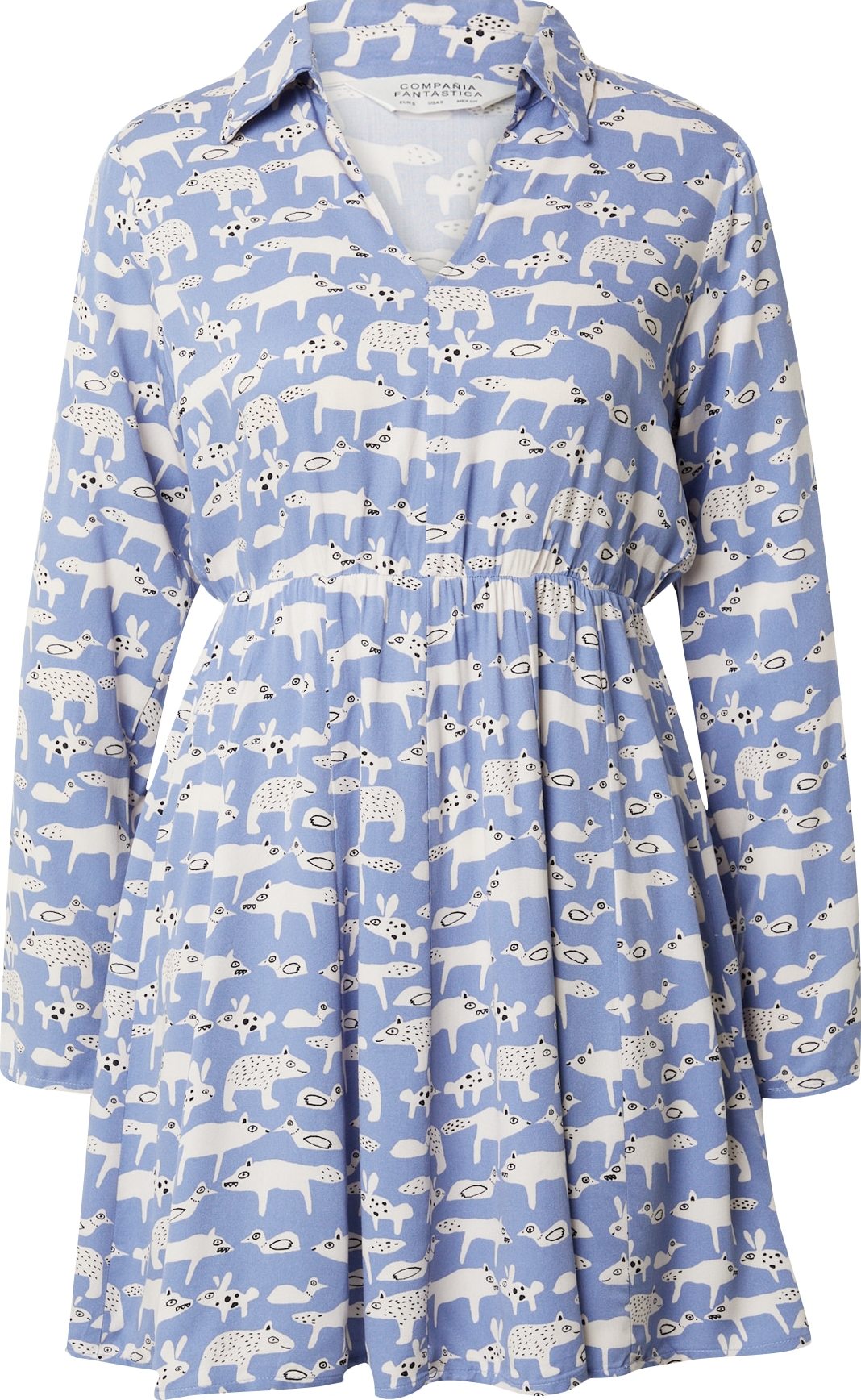 Šaty Compania Fantastica kouřově modrá / černá / bílá