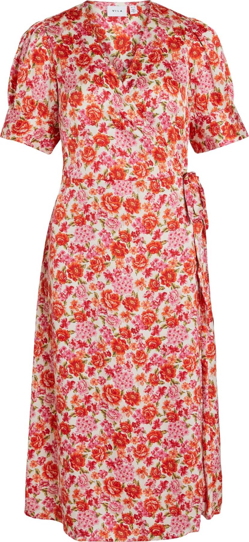 Šaty 'Naria' Vila krémová / oranžová / světle růžová / červená
