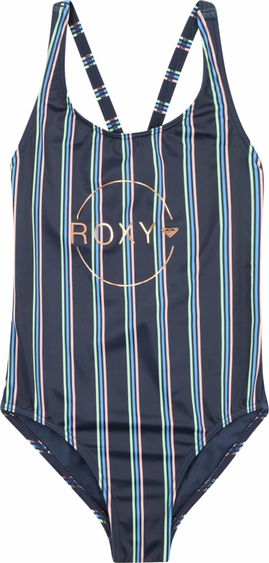 Sportovní plavky Roxy tmavě modrá / zlatá / světle zelená / růžová