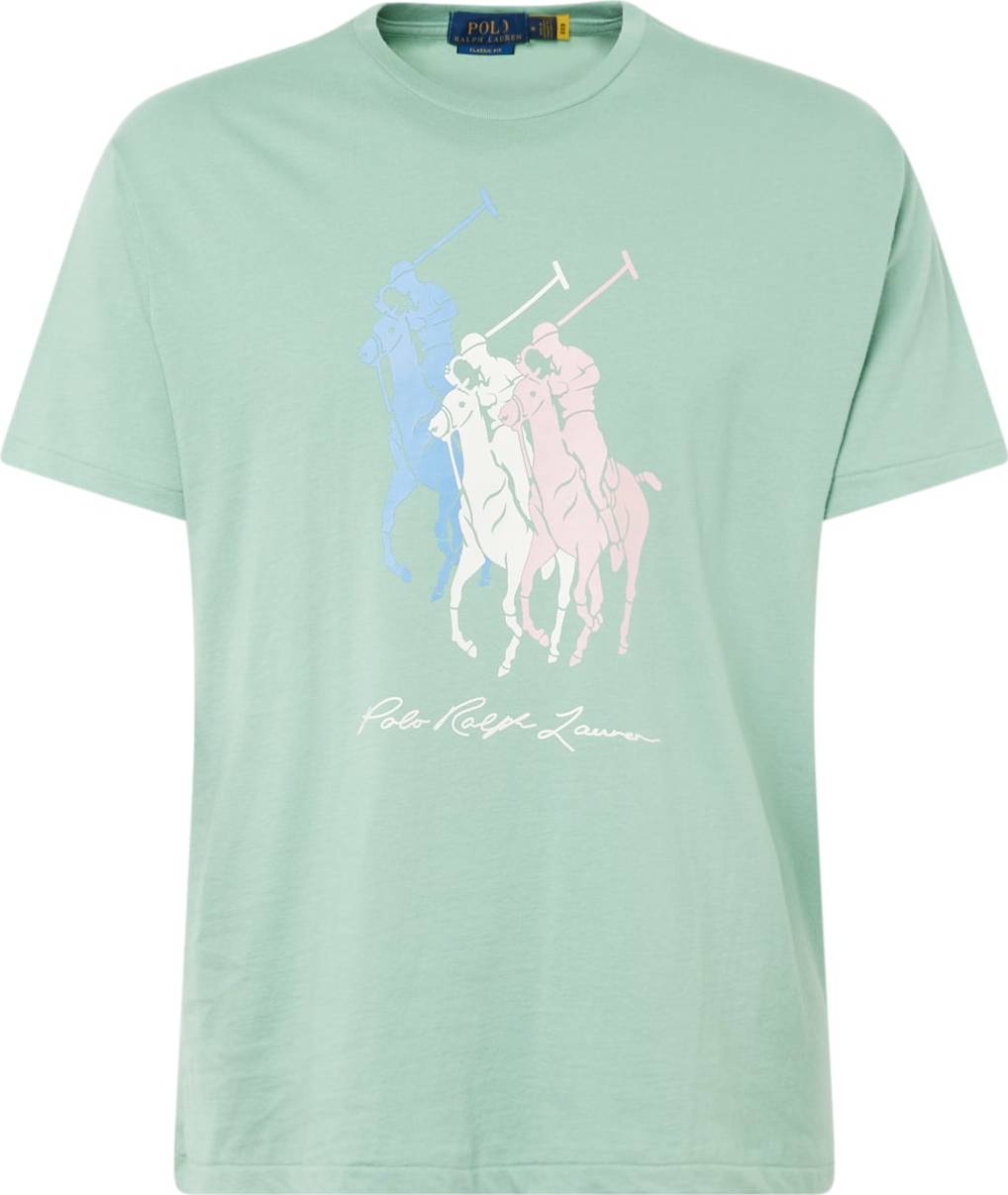 Tričko Polo Ralph Lauren modrá / pastelově zelená / růžová / bílá
