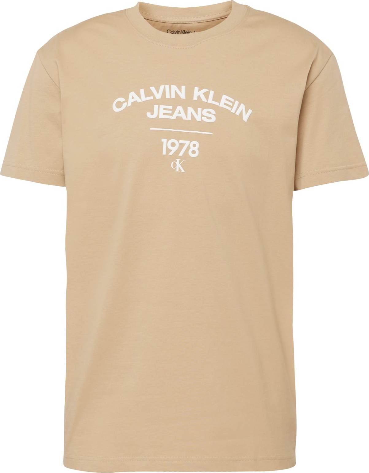 Tričko 'Varsity' Calvin Klein písková / bílá