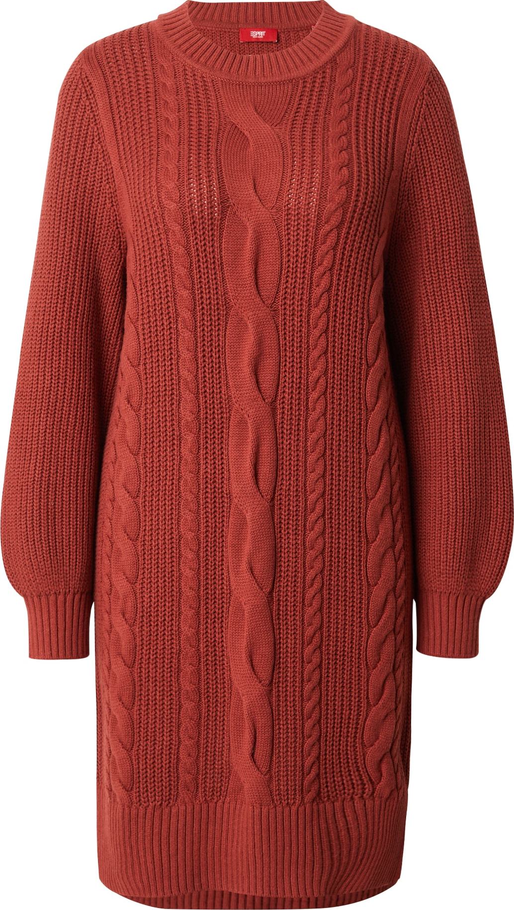 Úpletové šaty Esprit rezavě hnědá