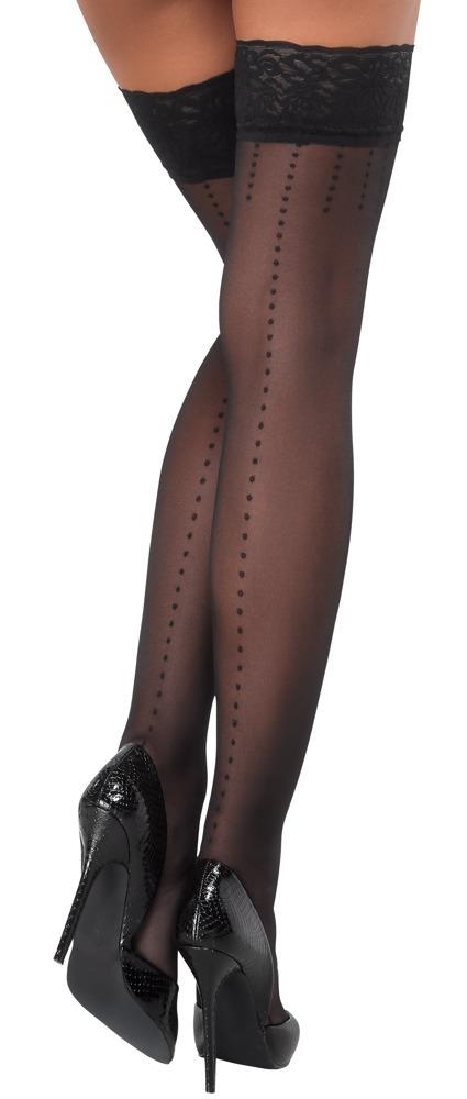 Cottelli Legwear Samodržící punčochy - černé: 5 (XL) Cottelli Collection